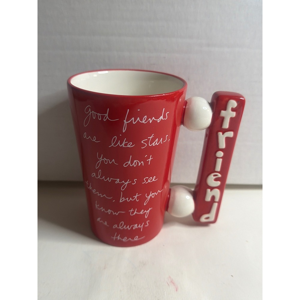 Sandra Magsamen Red Good Friends Are Like Stars Ceramic Mug Friend Handle Cup‎